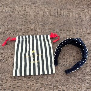 Lele Sadoughi x J.Crew Navy Velvet Pearl Embellished Headband with Dust Bag